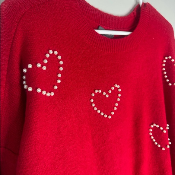 Nwt Vince Camuto Red Heart Pattern Sweater - Picture 3 of 4